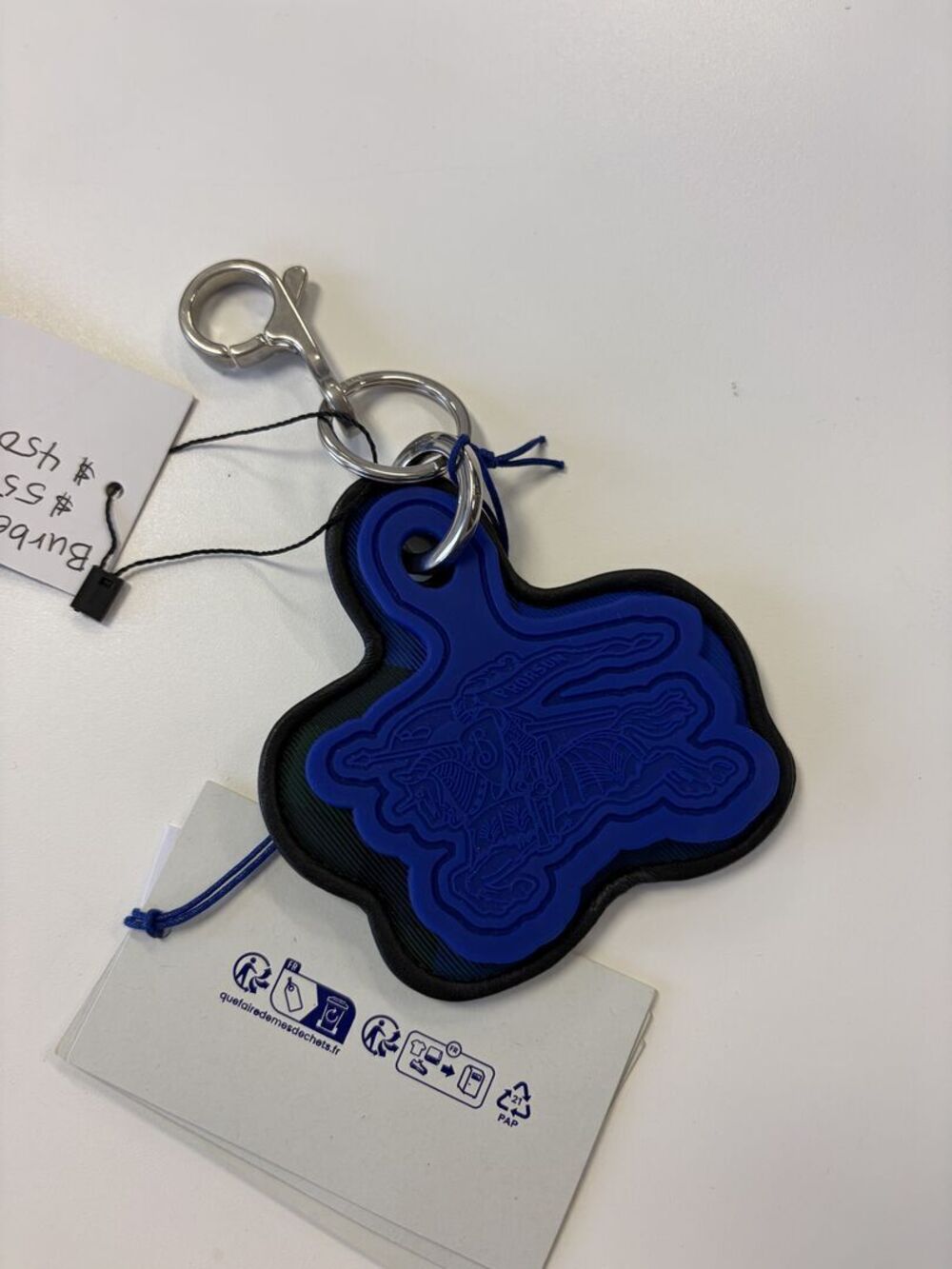 Burberry Blue Equestrian Knight Rubber Key Charm